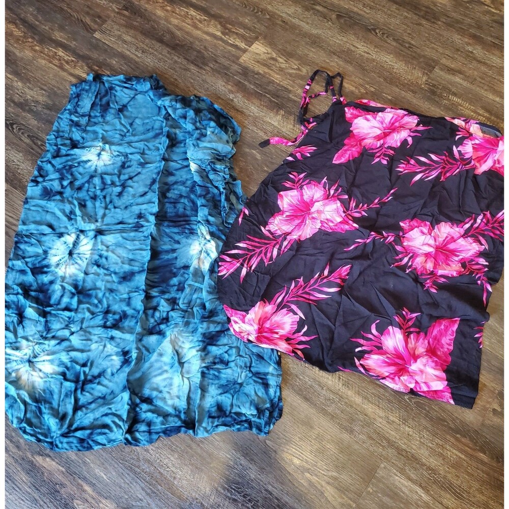 Lot of 2 Swim Covers Wrap One Size Floral and Tie Dye